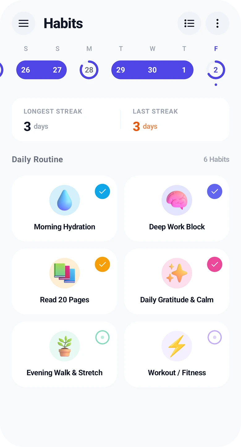 Habitome Habits Screen